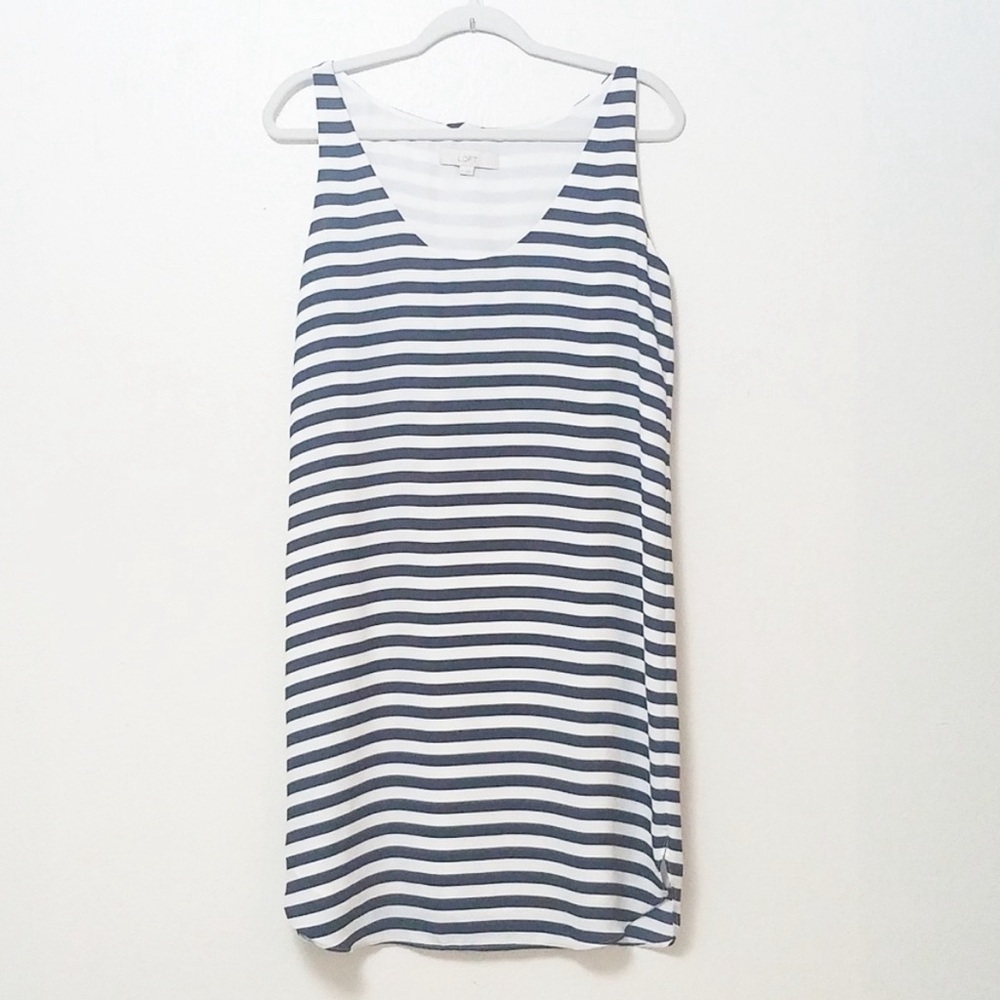 Loft navy striped shift dress